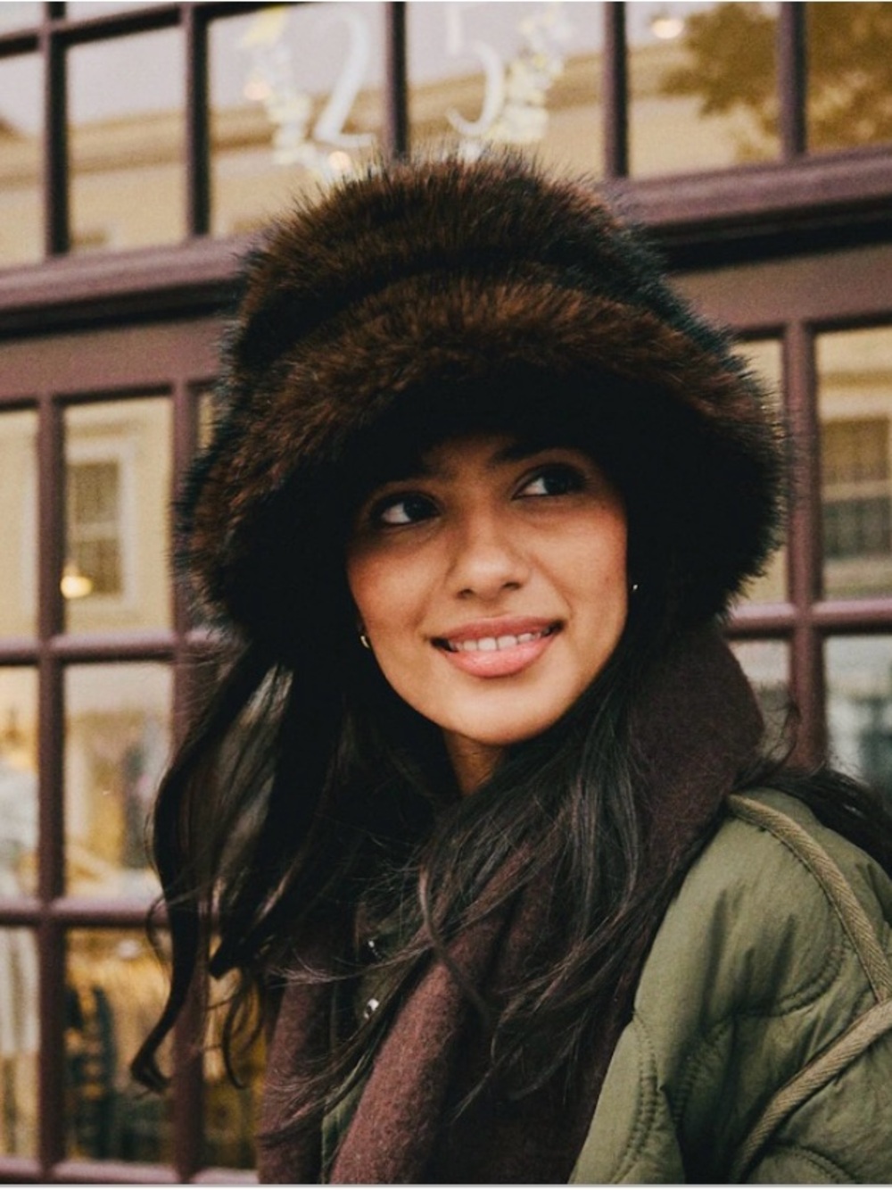 Charter Club Dark Brown Faux Fur Bucket Hat